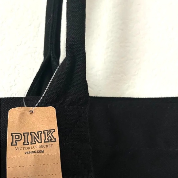 Victoria's Secret PINK Tote Duffel Bag Black Rainbow Script Logo, NWT. - Picture 4 of 6